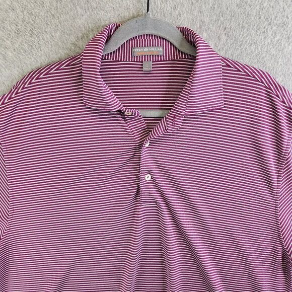 Peter Millar Shirt Mens L Purple Striped Summer Comfort Golf Polo Performance - Picture 1 of 13